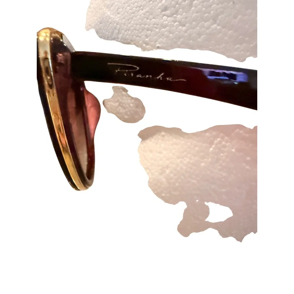 Piranha Womens Cat Eye Sunglasses Burgundy Gold Trim Brown Gradient 75872 PC 105